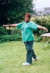 Doris balancing in the garden