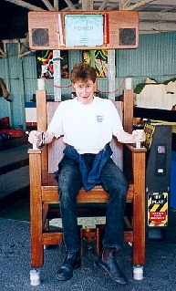 Graeme on a vibrating chair