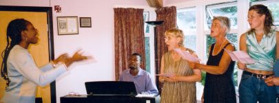 Elizabeth and Toks leading the Gospel Choir