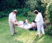 Patricia and Juliet preparing for Happy Hour