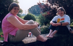 Patricia and Juliet showing off their sparkly toes